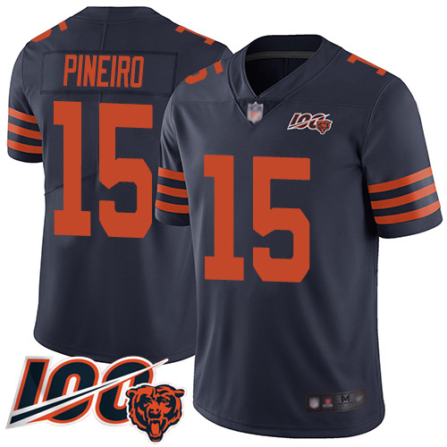 Chicago Bears Limited Navy Blue Men Eddy Pineiro Jersey NFL Football #15 100th Season Rush Vapor Untouchable